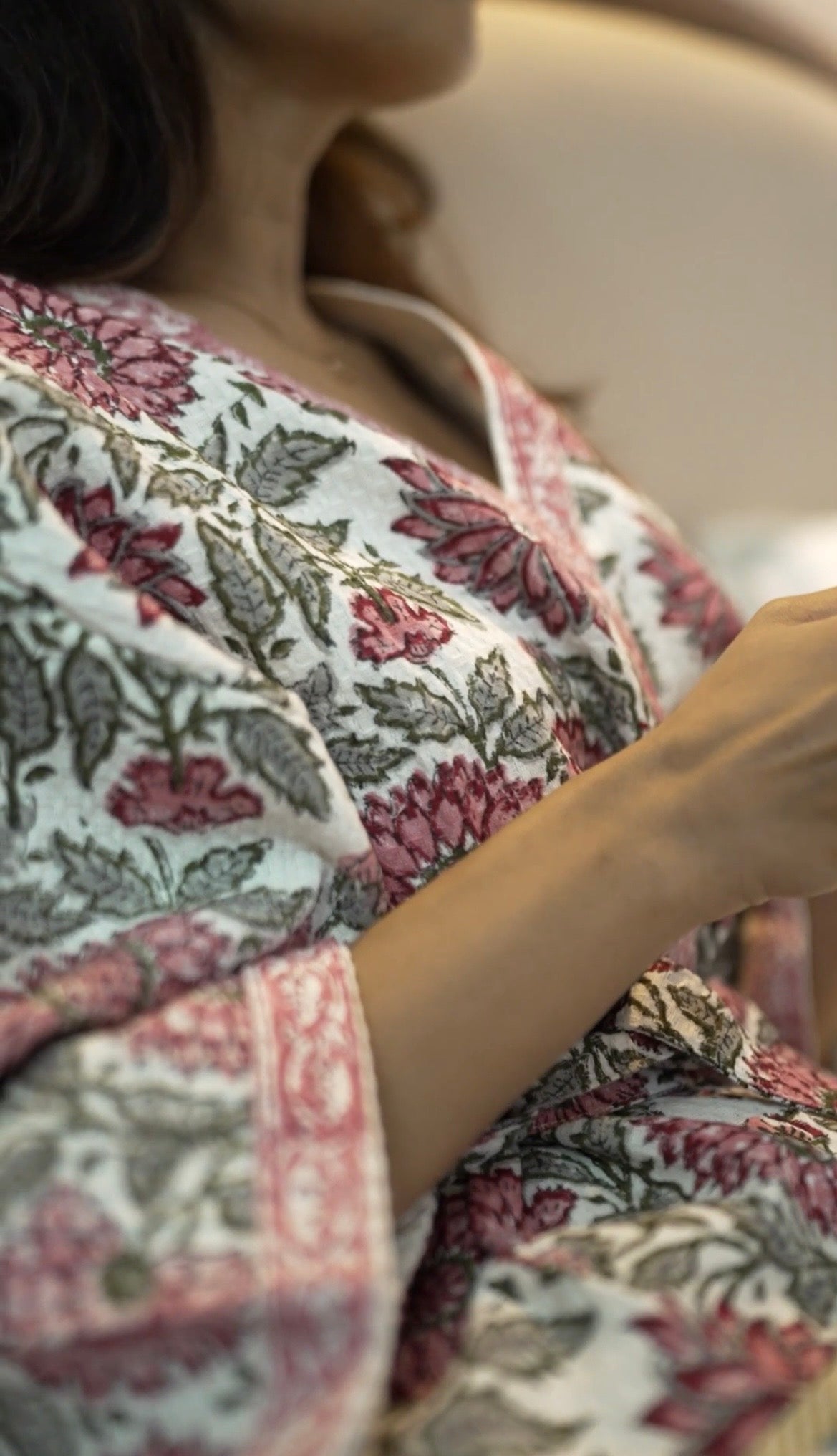 Tropical Floral Premium Cotton Waffle Bathrobe (Adult)