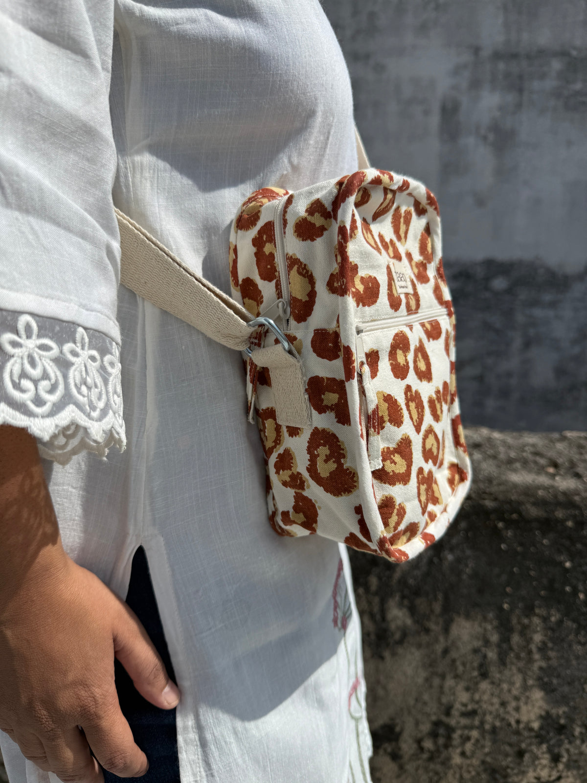 Leopard Cotton Canvas Vertical Crossbody Sling – Travel Light, Stay Stylish