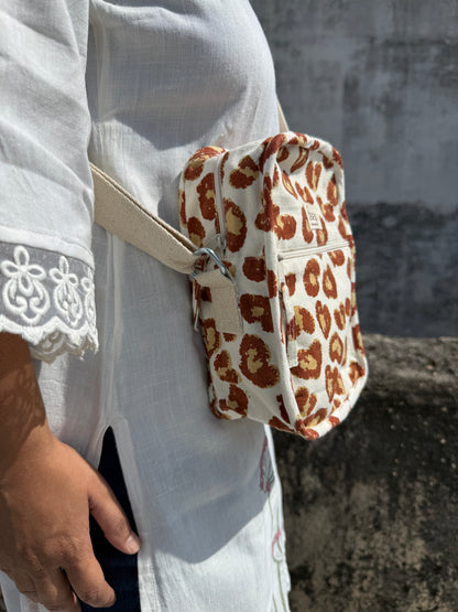 Leopard Cotton Canvas Vertical Crossbody Sling – Travel Light, Stay Stylish