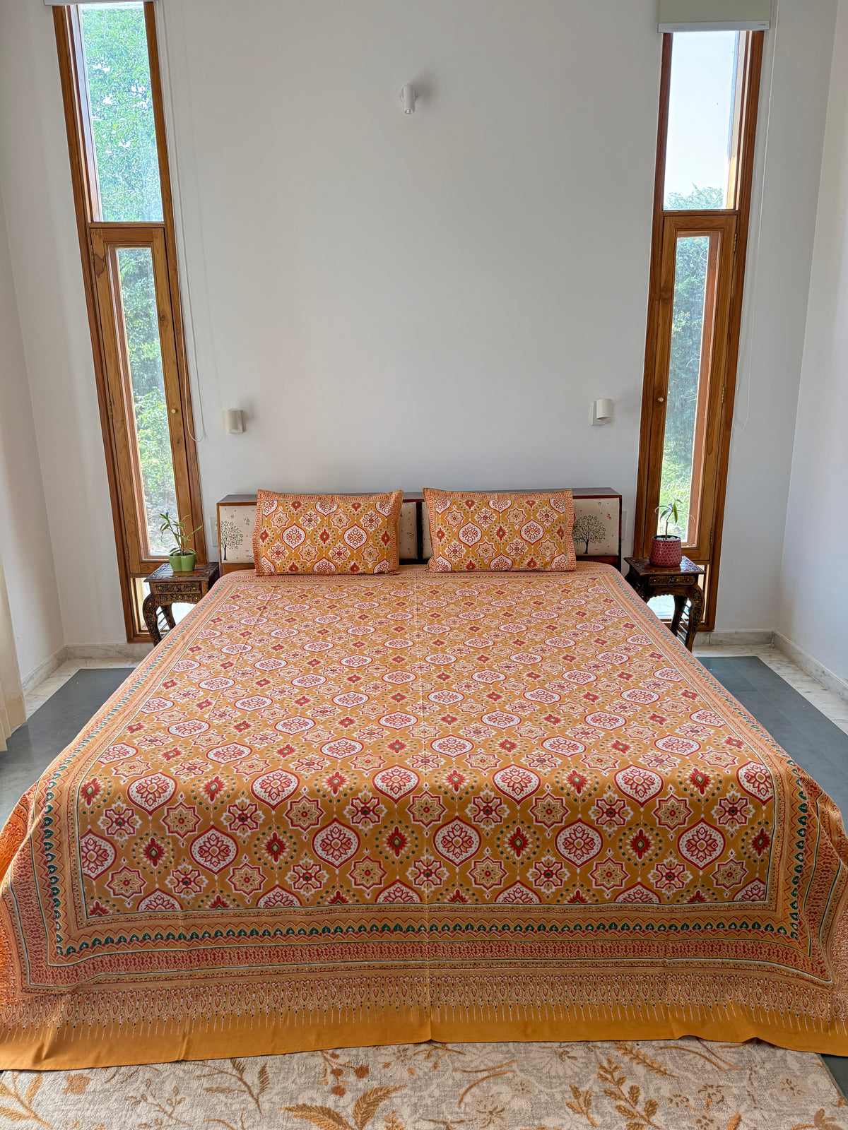 Cotton Queen Size Bedsheet with 2 Pillow Covers (90”*108”)