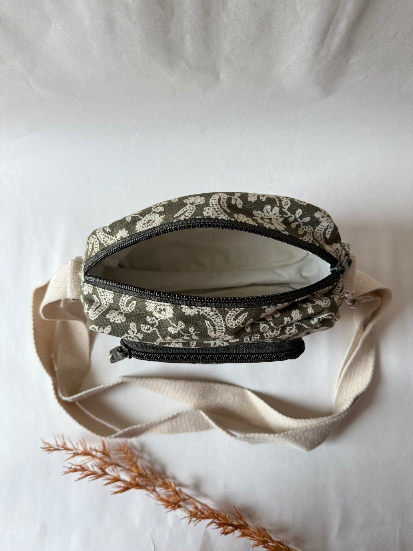 Wild Paisely Cotton Canvas Multi-pocket Crossbody Sling – Travel Light, Stay Stylish