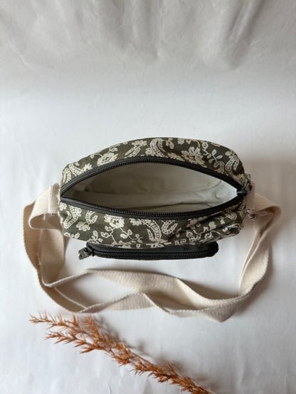 Wild Paisely Cotton Canvas Multi-pocket Crossbody Sling – Travel Light, Stay Stylish