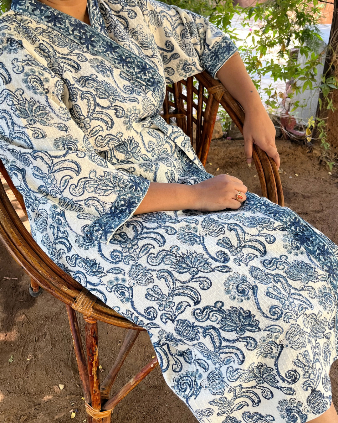 Iris Bloom Premium Cotton Waffle Bathrobe (Adult)