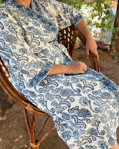 Iris Bloom Premium Cotton Waffle Bathrobe (Adult)