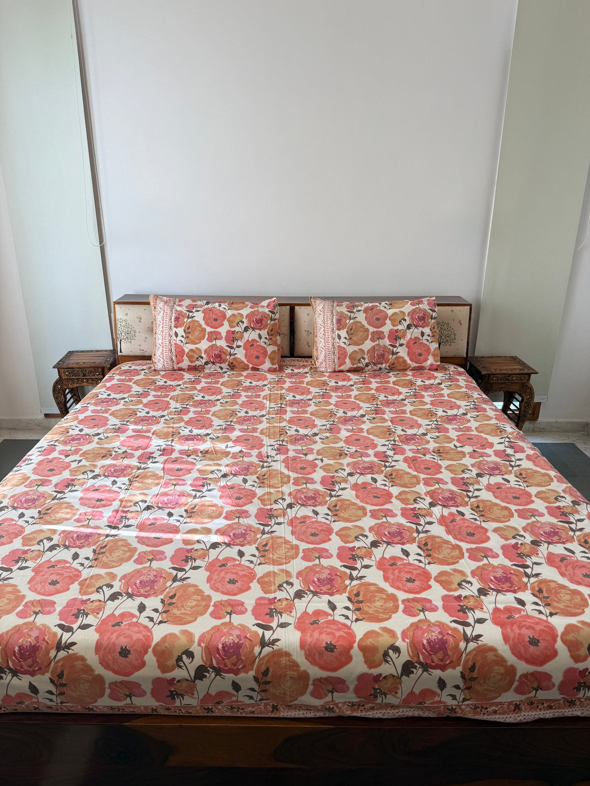 Marigold Muse Pure Cotton King Size Bedsheet Set with 2 Pillow Covers (108”*108”)