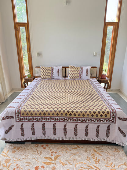 Cotton Queen Size Bedsheet with 2 Pillow Covers (90”*108”)