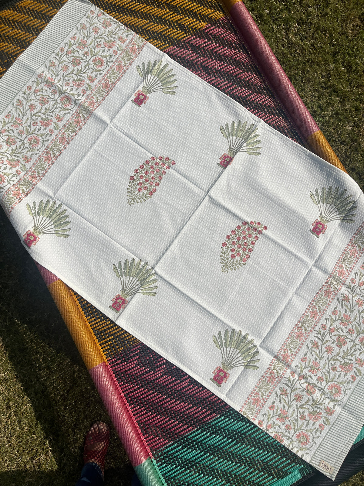 Amara HandBlock Premium Cotton Waffle Bath Towel
