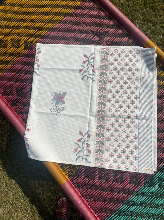 Petal Garden HandBlock Premium Cotton Waffle Bath Towel
