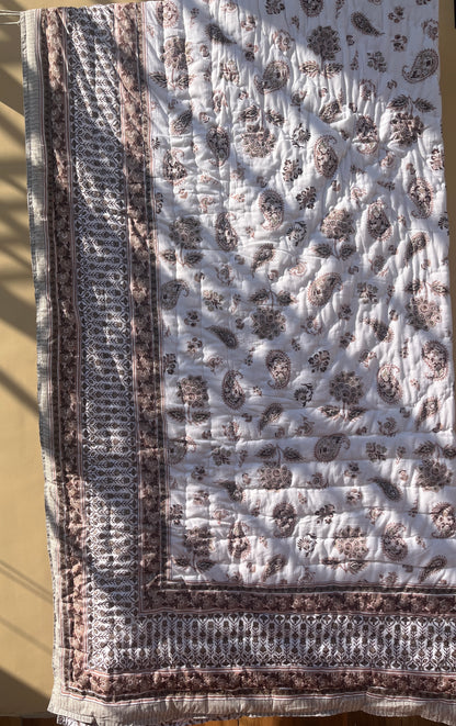 Sanganeri Print Single Bed Quilt (60”*90”)