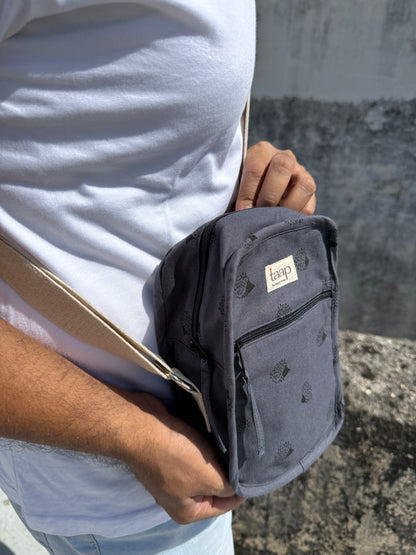 Dark Blue Cotton Canvas Vertical Crossbody Sling – Travel Light, Stay Stylish