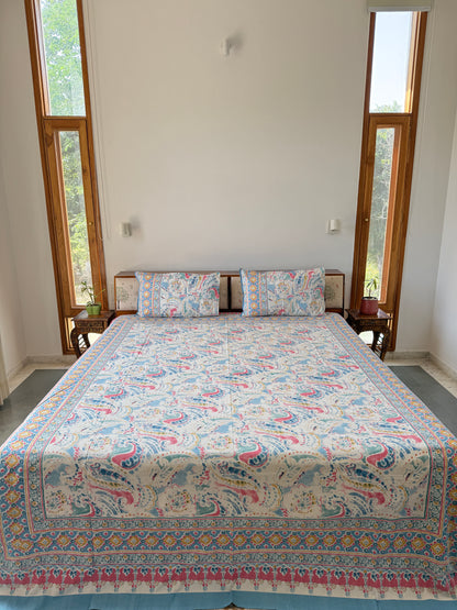 Cotton Queen Size Bedsheet with 2 Pillow Covers (90”*108”)