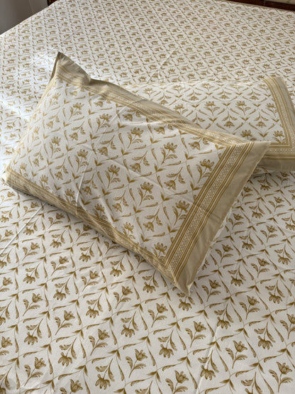 Cotton Queen Size Bedsheet with 2 Pillow Covers (90”*108”)