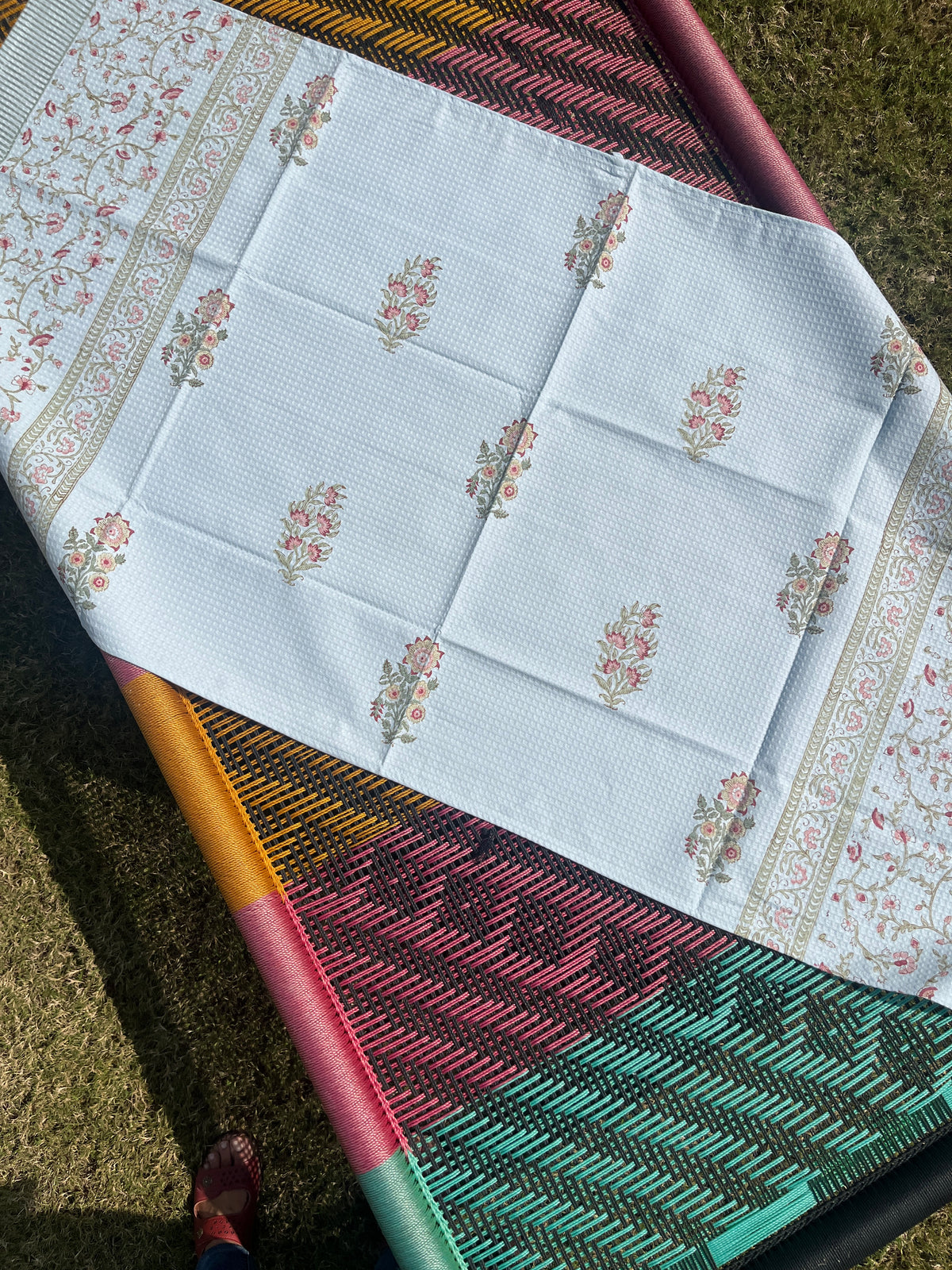 Persian Bloom HandBlock Premium Cotton Waffle Bath Towel