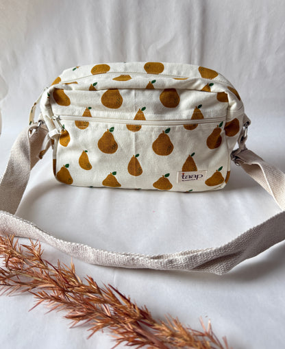 Pear Cotton Canvas Horizontal Sling with Front & Inside Pocket – Sleek, Secure & Always Ready