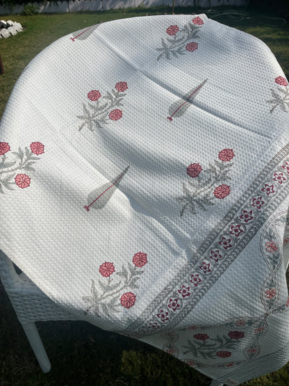 Garden Grace HandBlock Premium Cotton Waffle Bath Towel