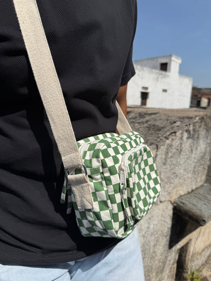 Green Cotton Canvas Multi-pocket Crossbody Sling – Travel Light, Stay Stylish