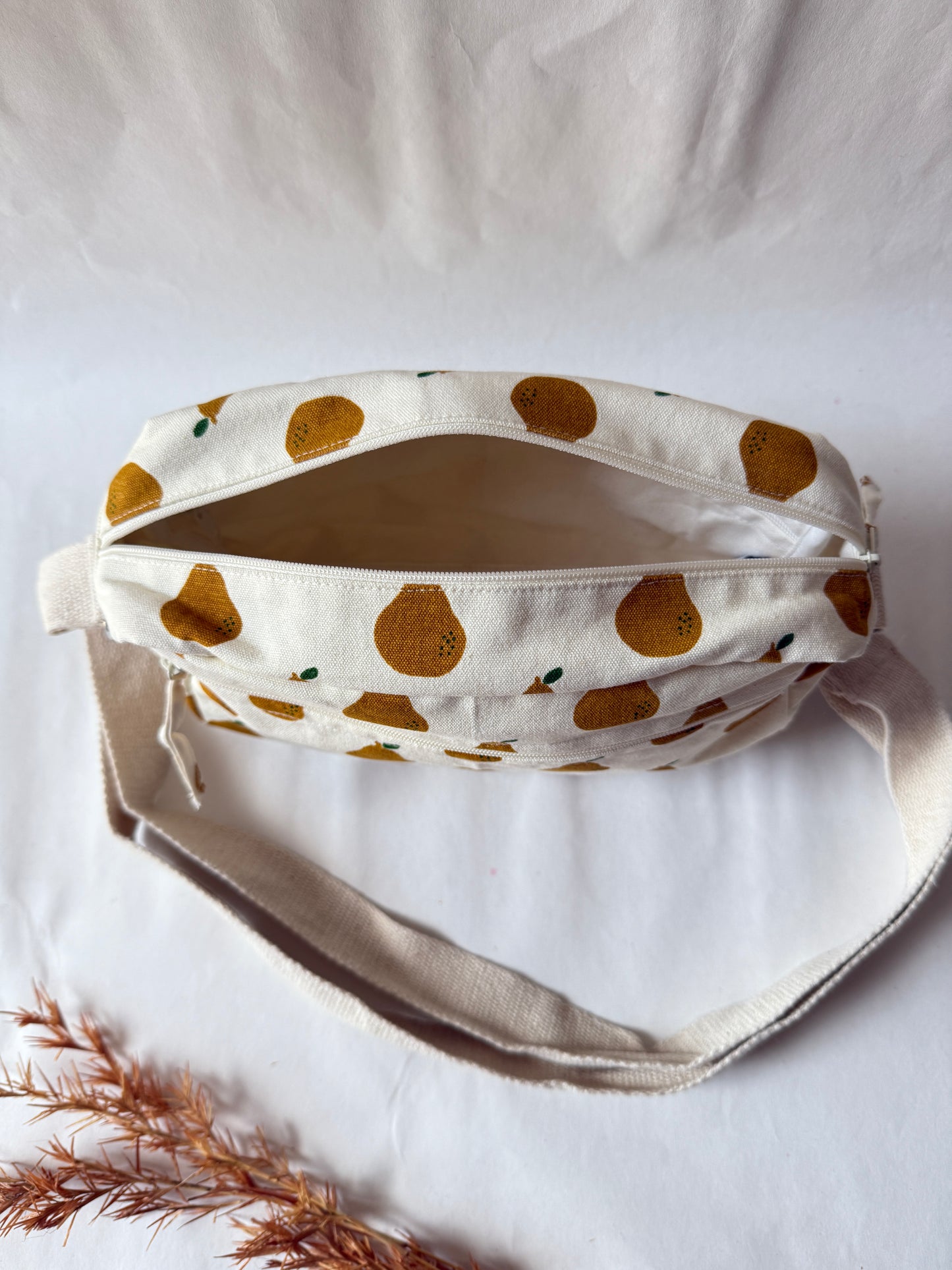 Pear Cotton Canvas Horizontal Sling with Front & Inside Pocket – Sleek, Secure & Always Ready