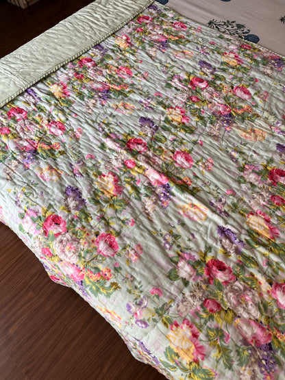 Multicolour Handblock Single Bed Quilt (60”*90”)