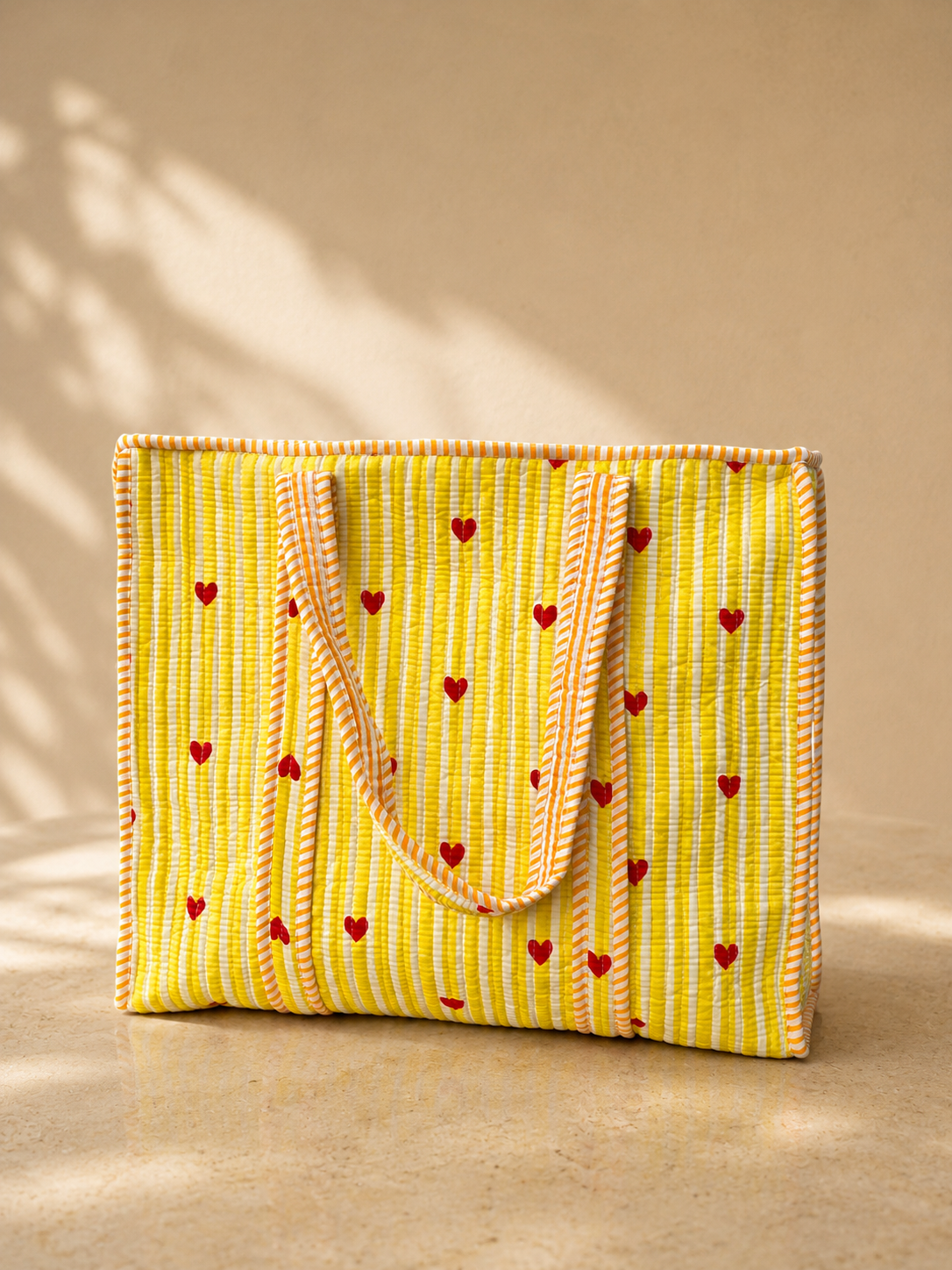 Aurelia Horizontal Cotton Quilted Tote Bag