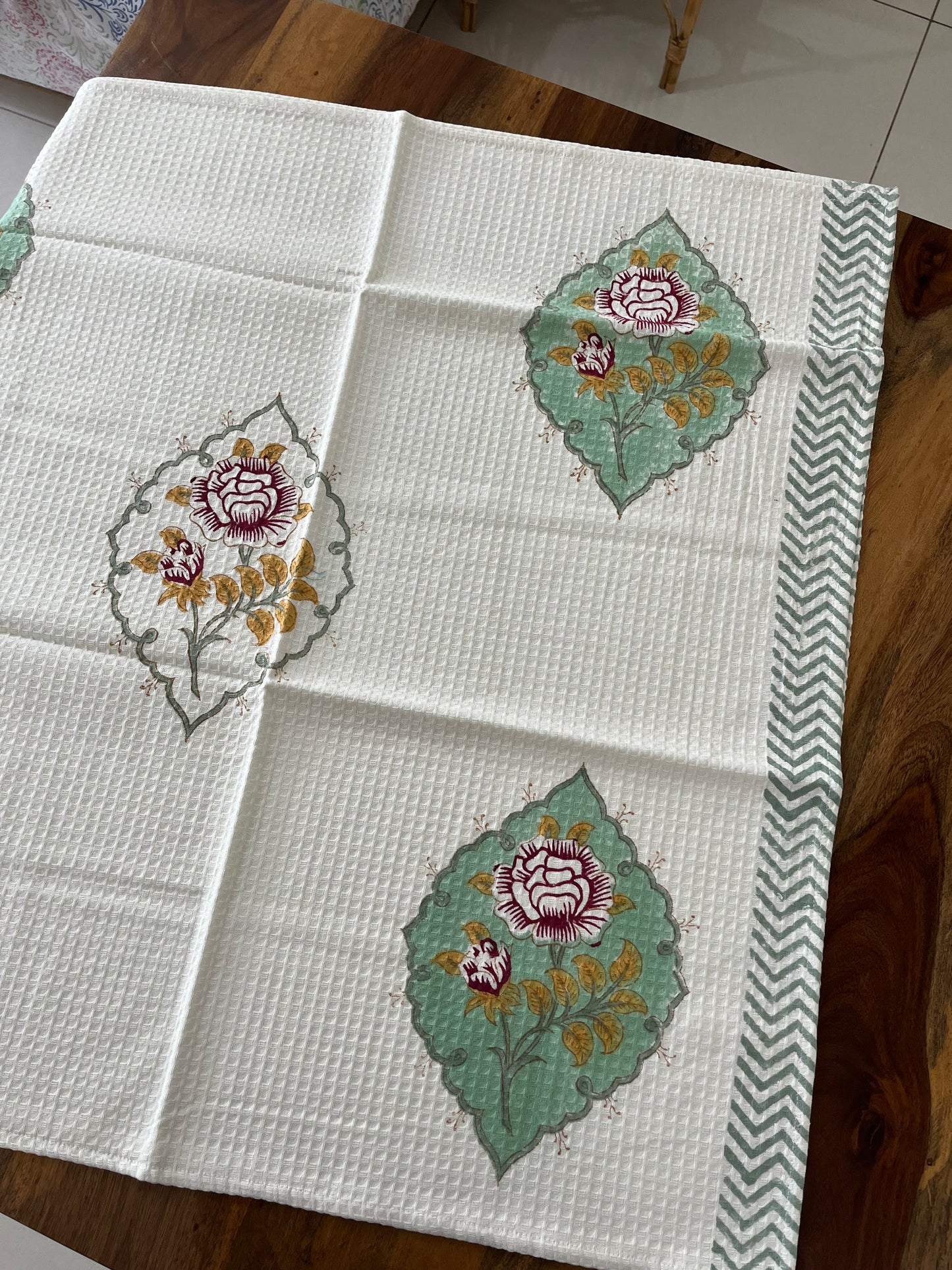 Floral Fern HandBlock Cotton Bath Towel