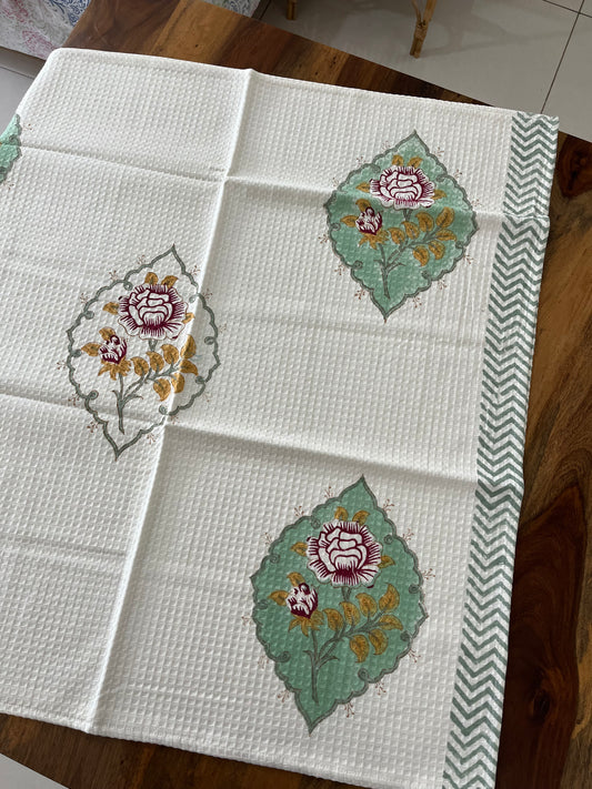 Floral Fern HandBlock Cotton Bath Towel