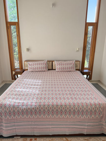 Cotton Queen Size Bedsheet with 2 Pillow Covers (90”*108”)