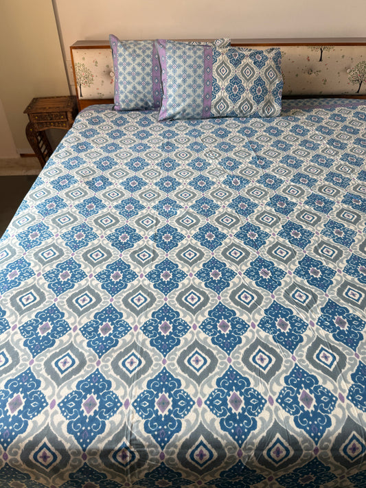 Neel Bagh Pure Cotton King Size Bedsheet Set with 2 Pillow Covers (108”*108”)