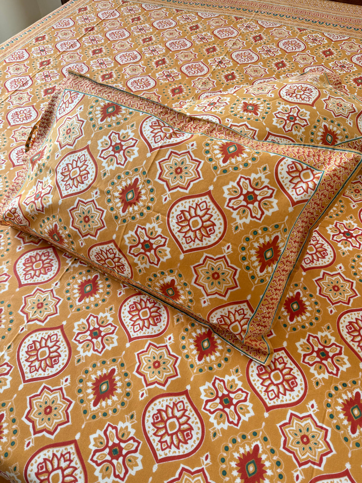 Cotton Queen Size Bedsheet with 2 Pillow Covers (90”*108”)