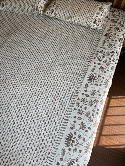 Earthen Whisper Cotton Queen Size Bedsheet with 2 Pillow Covers (90”*108”)