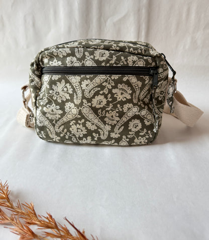 Wild Paisely Cotton Canvas Multi-pocket Crossbody Sling – Travel Light, Stay Stylish