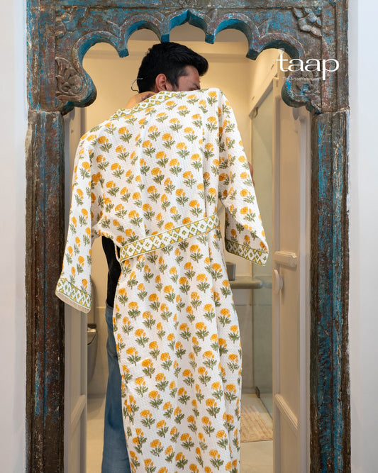 Sanganeri Bliss Premium Cotton Waffle Bathrobe (Adult)