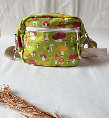 Mushroom Magic Cotton Canvas Multi-pocket Crossbody Sling – Travel Light, Stay Stylish