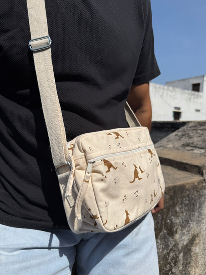 Kangaroo Cotton Canvas Horizontal Sling with Front & Inside Pocket – Sleek, Secure & Always Ready