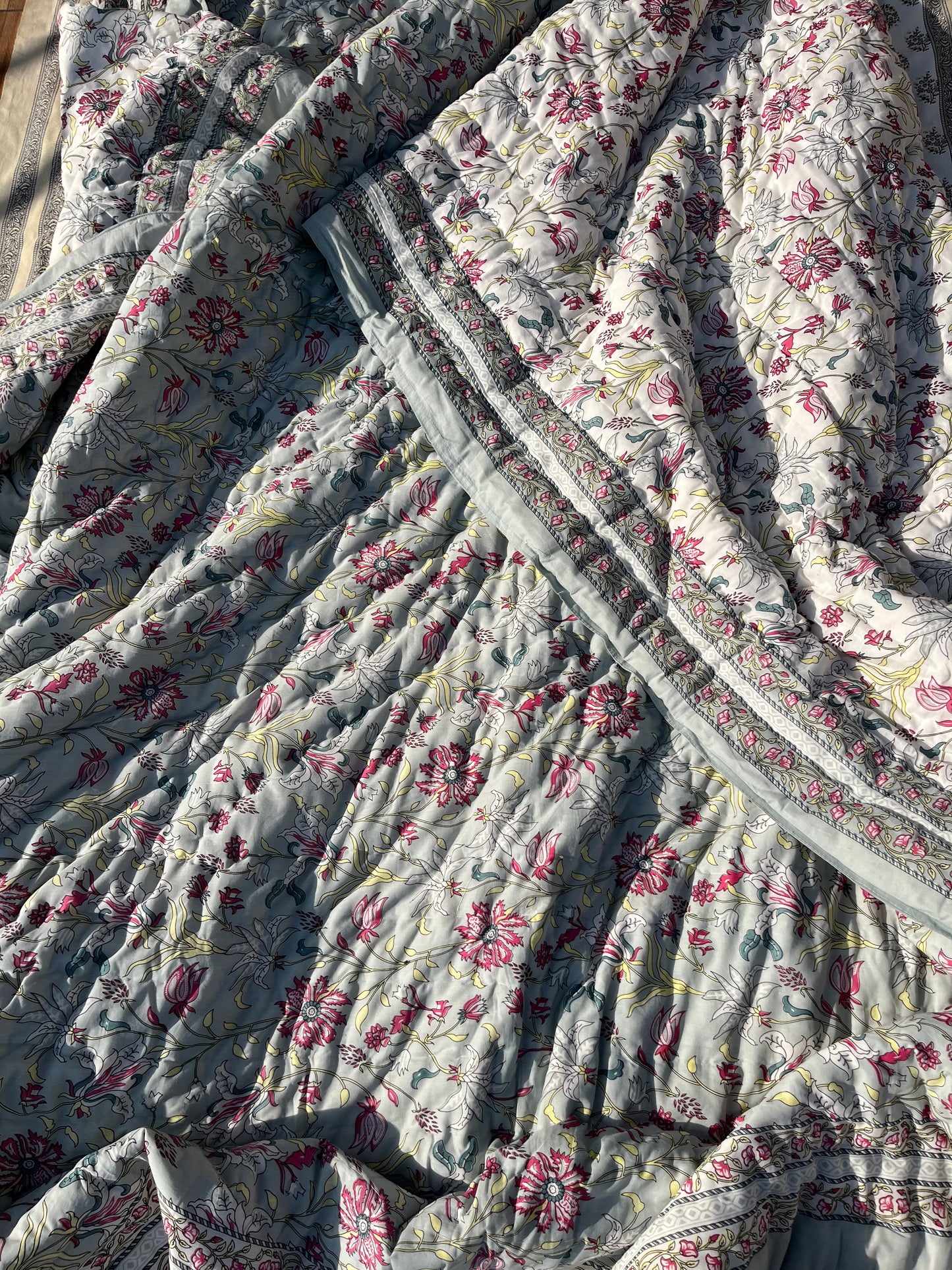 Sanganeri Print Single Bed Quilt (60”*90”)