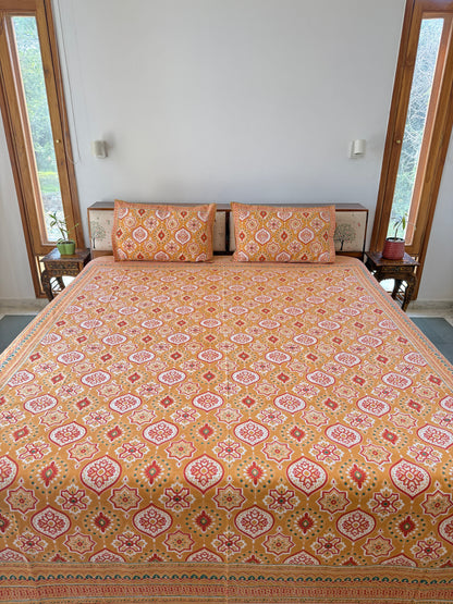 Cotton Queen Size Bedsheet with 2 Pillow Covers (90”*108”)