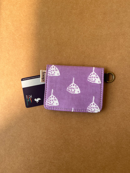 Violet Ginkgo Dots Card Wallet – Compact Security with a Touch of Tradition