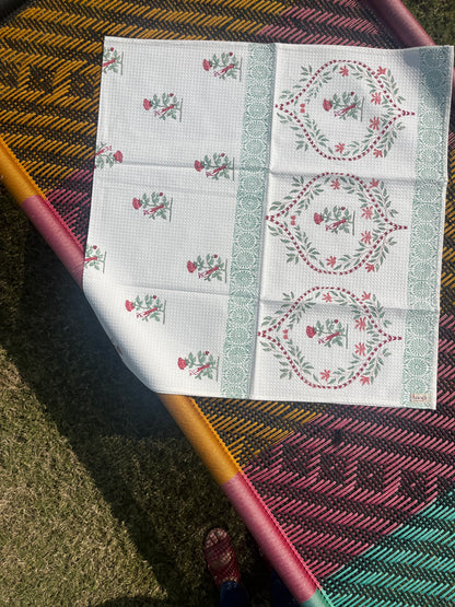 Velvet Rose HandBlock Premium Cotton Waffle Bath Towel