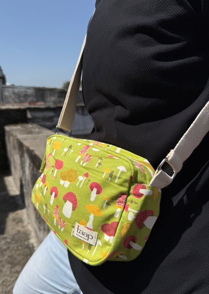 Mushroom Cotton Canvas Horizontal Sling with Inside Pocket – Sleek, Secure & Always Ready