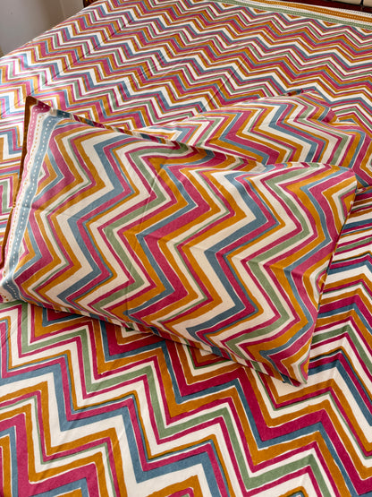 Cotton Queen Size Bedsheet with 2 Pillow Covers (90”*108”)