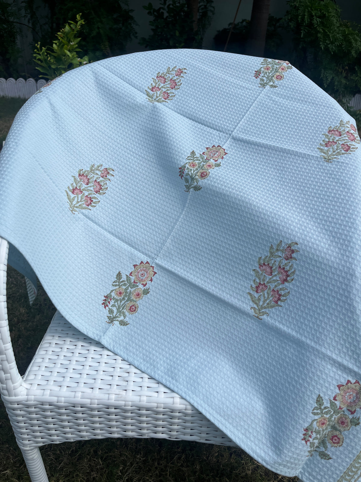 Persian Bloom HandBlock Premium Cotton Waffle Bath Towel