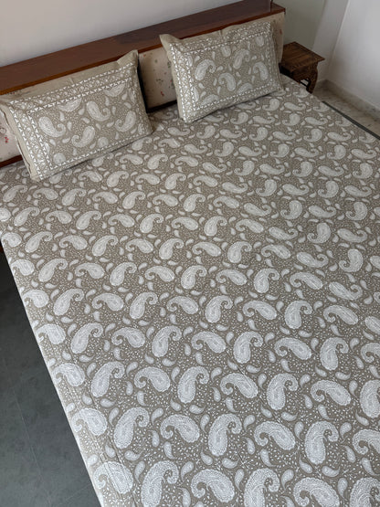 Pure Cotton King Size Bedsheet Set with 2 Pillow Covers (108”*108”)