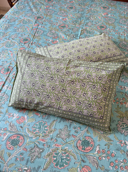 Pure Cotton King Size Bedsheet Set with 2 Pillow Covers (108”*108”)