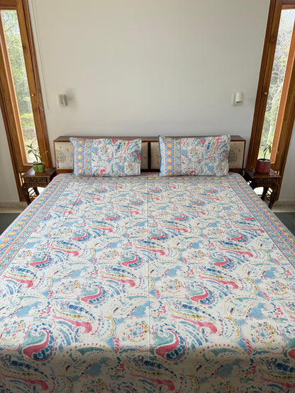 Cotton Queen Size Bedsheet with 2 Pillow Covers (90”*108”)