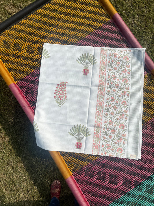 Amara HandBlock Premium Cotton Waffle Bath Towel