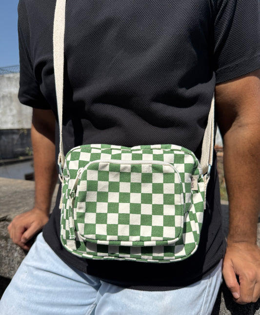 Green Cotton Canvas Multi-pocket Crossbody Sling – Travel Light, Stay Stylish