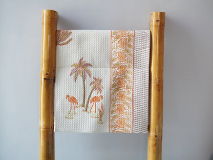 Flamingo HandBlock Premium Cotton Waffle Hand Towel