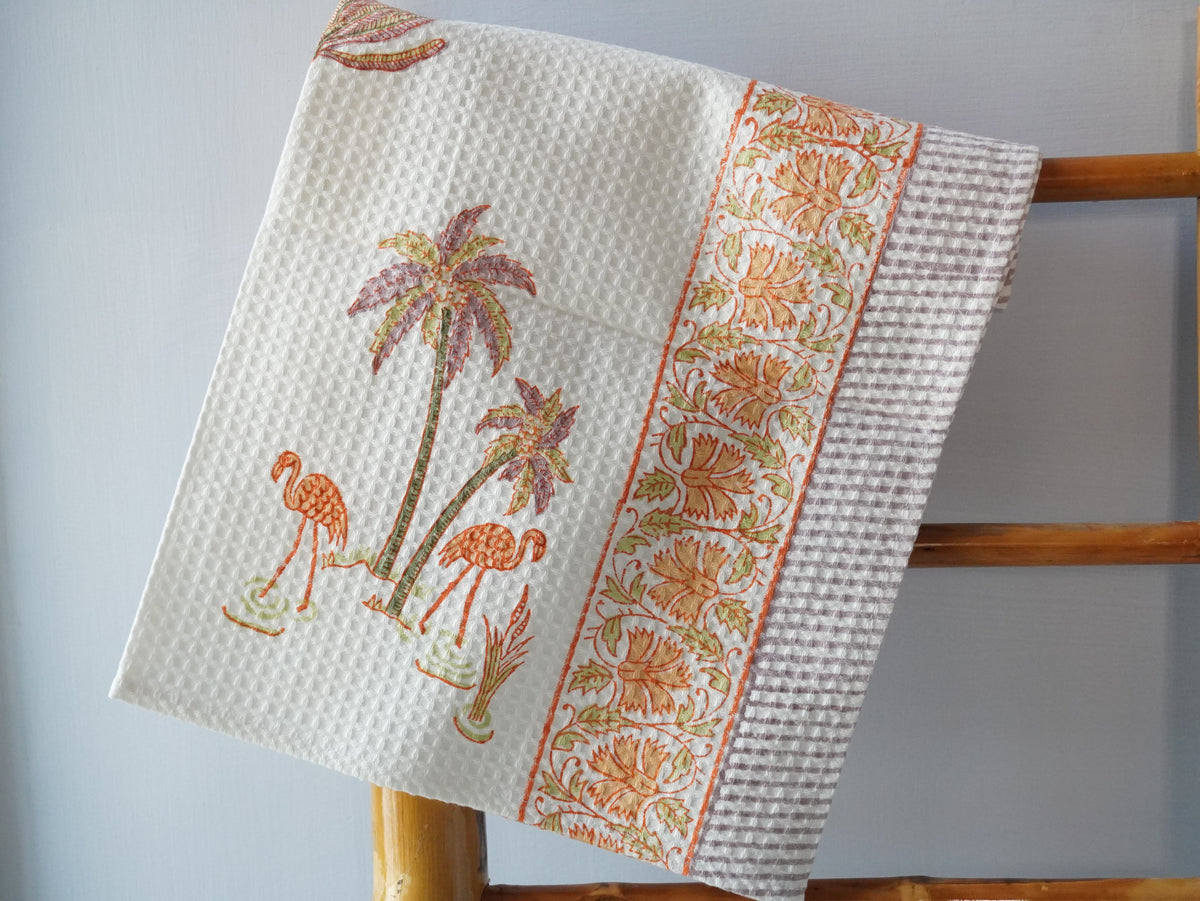 Flamingo HandBlock Premium Cotton Waffle Hand Towel