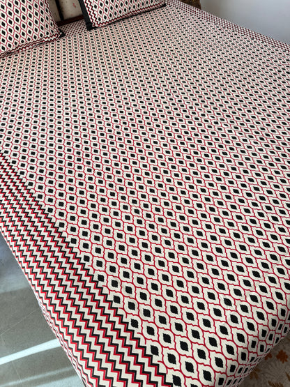 Cotton Queen Size Bedsheet with 2 Pillow Covers (90”*108”)