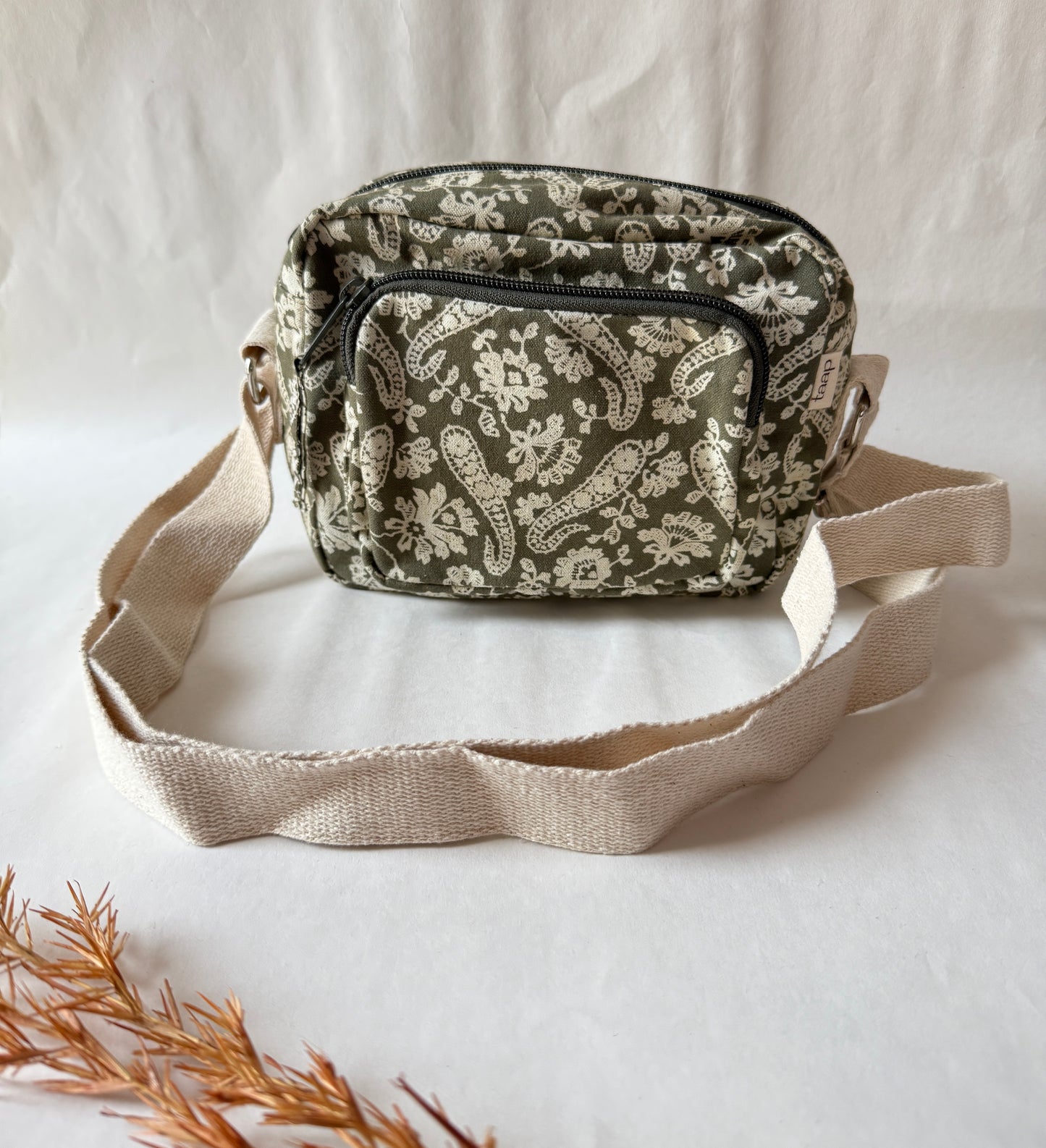 Wild Paisely Cotton Canvas Multi-pocket Crossbody Sling – Travel Light, Stay Stylish