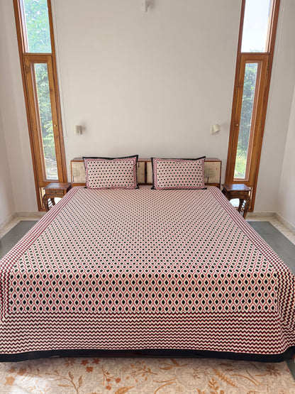 Cotton Queen Size Bedsheet with 2 Pillow Covers (90”*108”)